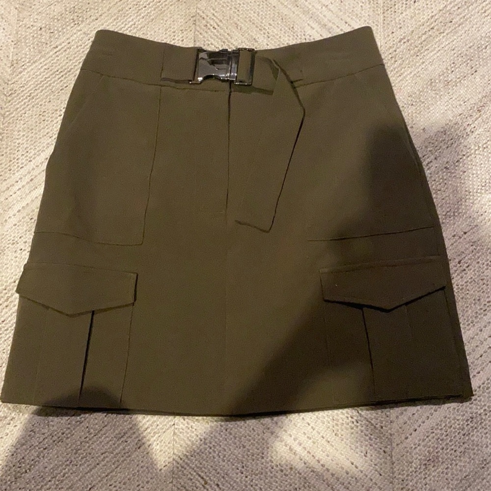 Olive green mini cargo skirt